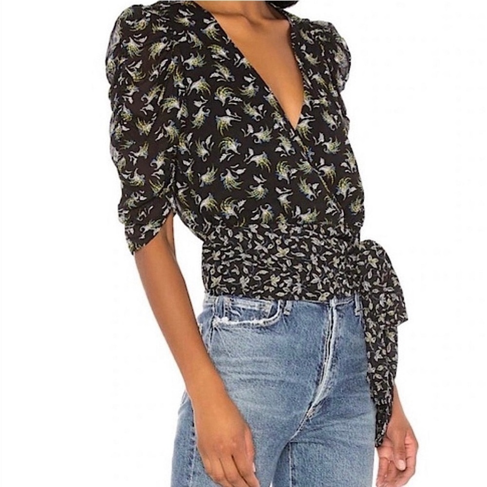 BAILEY 44
Lilian Printed Puff-Sleeve Wrap Top size small